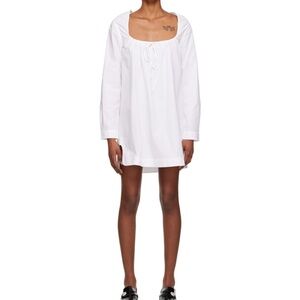 GANNI WHITE COTTON MINI DRESS